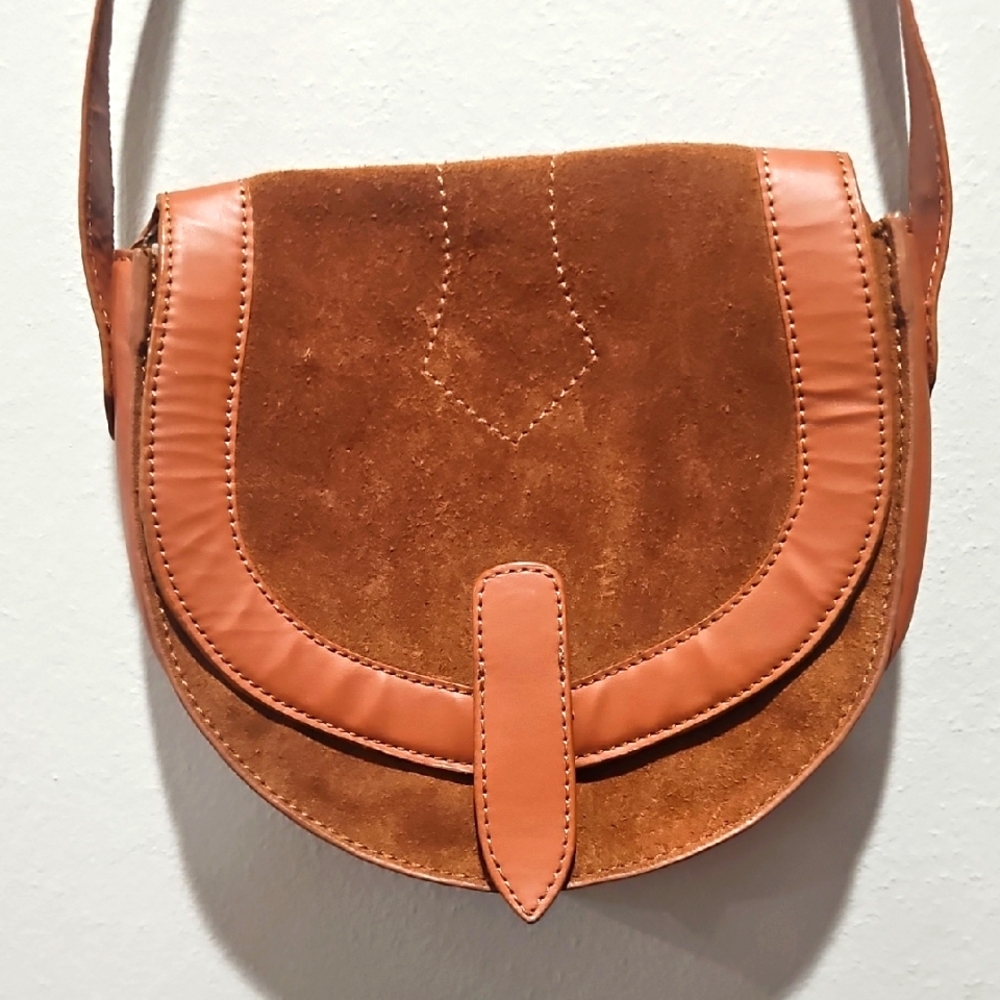 American Eagle Brown Suede & Tan Leather Women's Saddle Bag